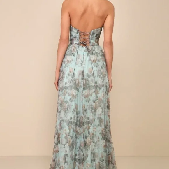 NWT Lulu's Floral Strapless Maxi Dress - Spring Wedding Easter Size Small - Picture 2 of 9